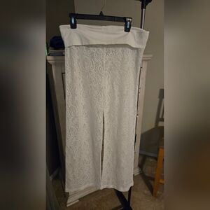 White Lace Wide Leg Pants